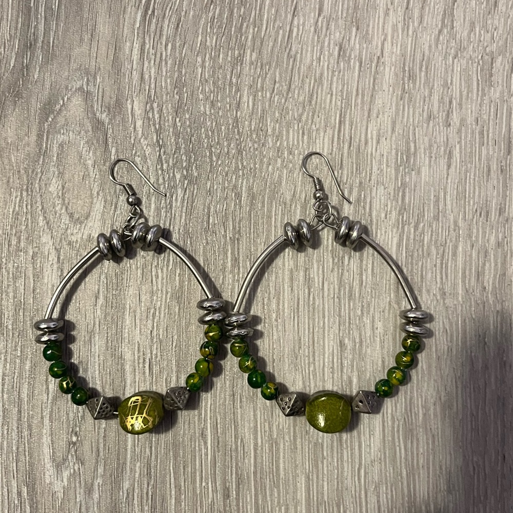 Silver hippie hoop earrings